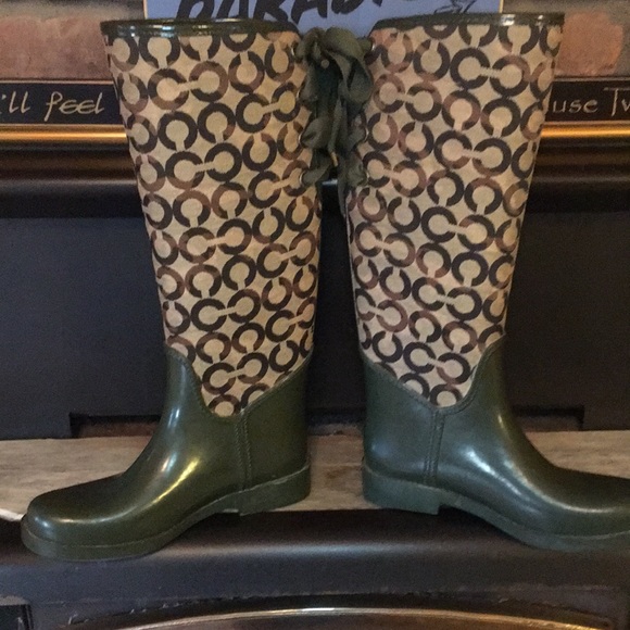 Coach  Tristee Monogram Lace Up RainBoots - Picture 4 of 11